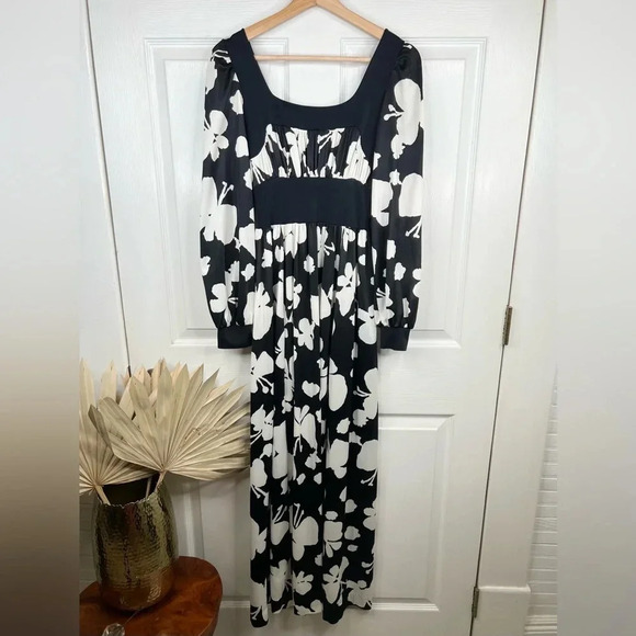 Olga Vintage 1970s Black Psychedelic Butterfly Maxi Dress Size 10 equal 4/6 - Picture 3 of 15